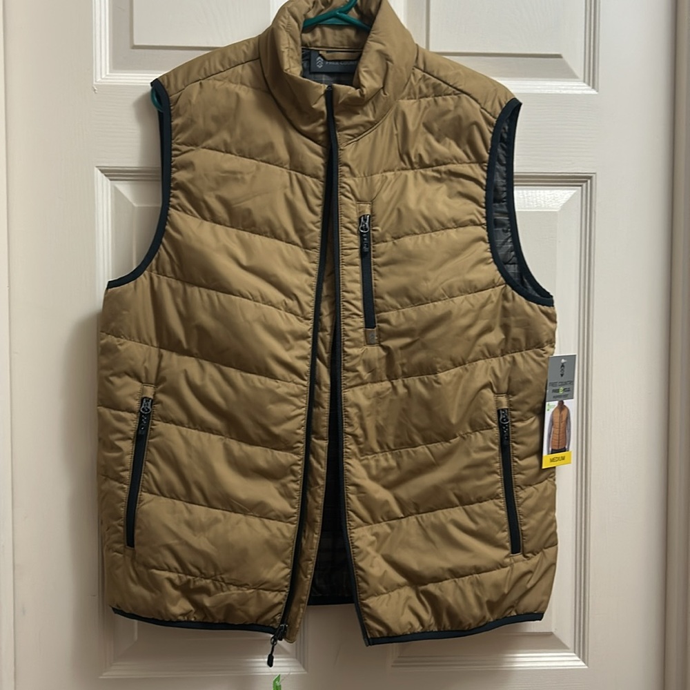 Free Country Men’s Puffer Vest Size Medium Tan NWT - Picture 3 of 8